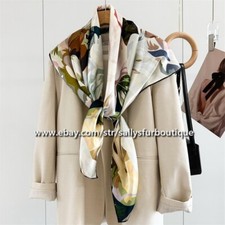 Sallys 100 Pure Silk Wrap Shawl Bandanna Roses Print Square Scarf 110cm