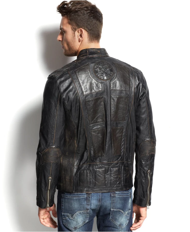 AFFLICTION Leather FIRE HORSE MEN'S JACKET Black Biker MMA - Image 4 of 4