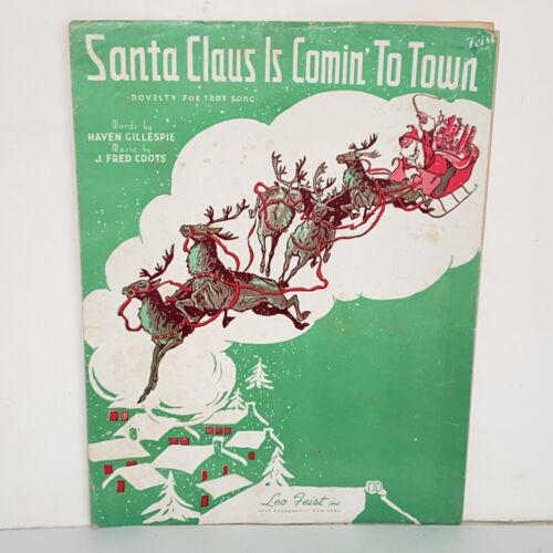 Partition musicale trot vintage 1934 Santa Claus Is Comin To Town Nouveauté renard - Photo 1/11