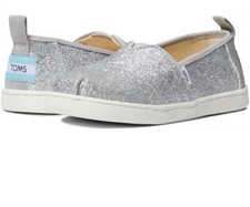 TOMS Girls Youth Alpargata Silver Iridescent Glimmer-Size 5 Youth-NIB