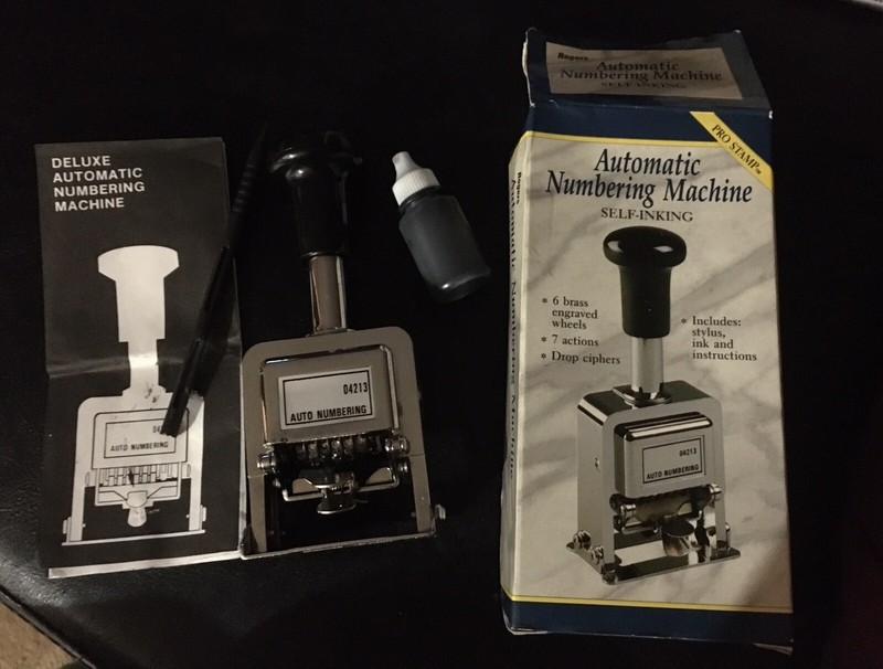 Vintage Rogers Automatic Numbering Stamp Machine W/ Stylus., Ink & Manual. Used