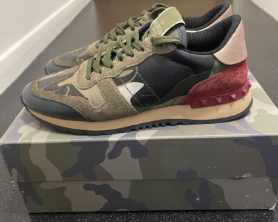 Valentino Garavani Womens Authentic Camo Khaki Trainers Used Size
