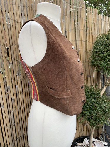 Miss Selfridge Vintage Y2K Real Leather Suede Boho Hippie Festival Waistcoat 12 - Picture 2 of 8