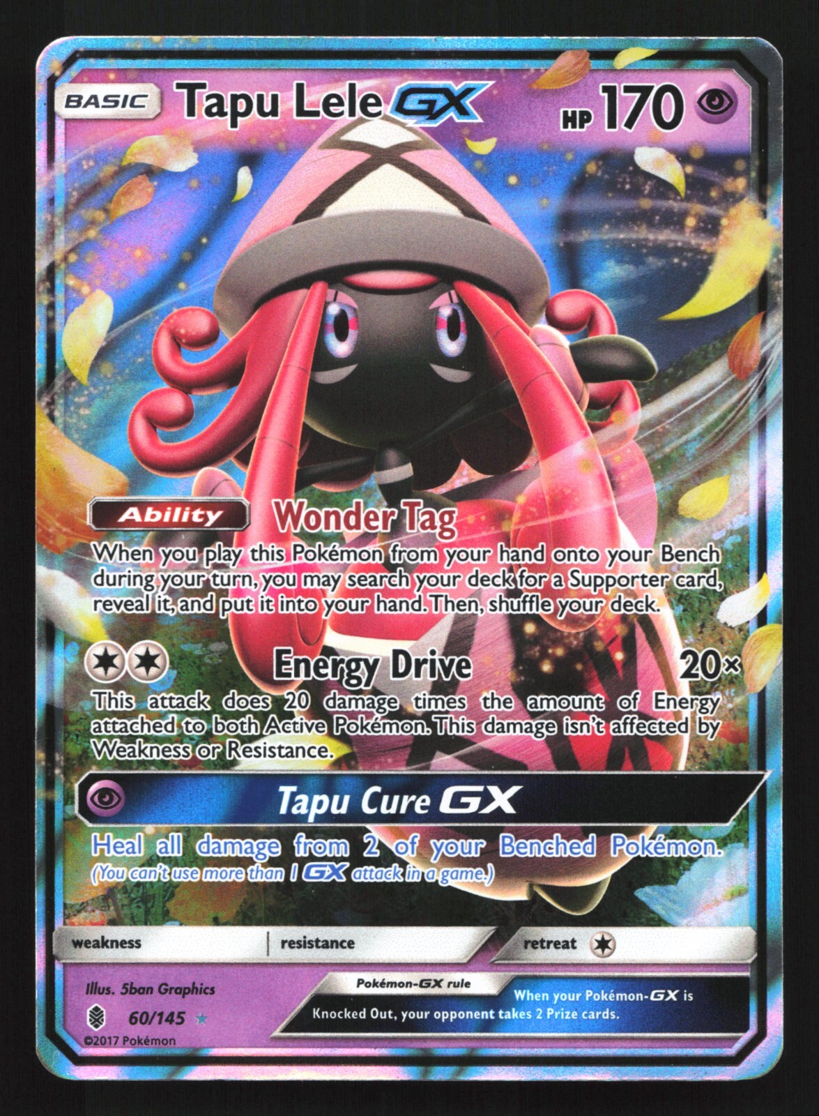 Pokemon Tapu Lele GX 60/145 Guardians Rising Ultra Rare Holo LP