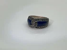 Vintage Sterling Silver Lapis Marcasite Ring