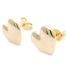 14K GOLD PLATED STUD EARRING 10 X 15 MM HEART DESIGN W/ HIGH POLISH FINISH M547