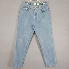 VTG Calvin Klein Women's Denim Blue Jeans Leather Tab Size 10 Easy Fit