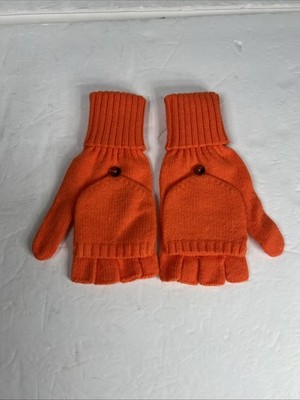 NWOT J.Crew Convertible Fingerless  Gloves Wool Blend Orange Mittens J Crew