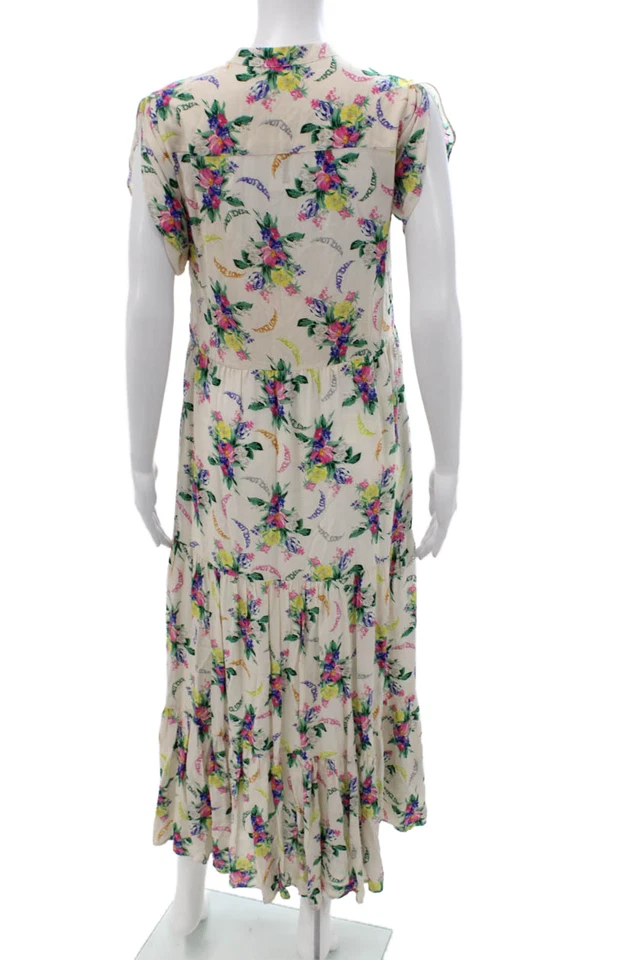 Zadig & Voltaire Womens Maxi Shirt Dress Beige Floral Viscose Size XS - Image 3 of 4