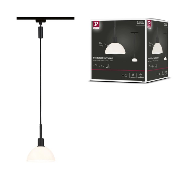 Urail Pendel Sarrasani E14 Max. 20W Dimmbar 230V Schwarz Matt, Opal-image