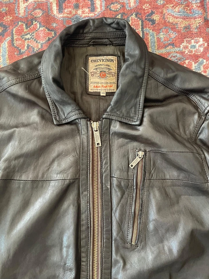 CHEVIGNON BIKER RETRO VINTAGE LEDERJACKE SCHWARZ CASUAL GR. XXL - Bild 3 von 4