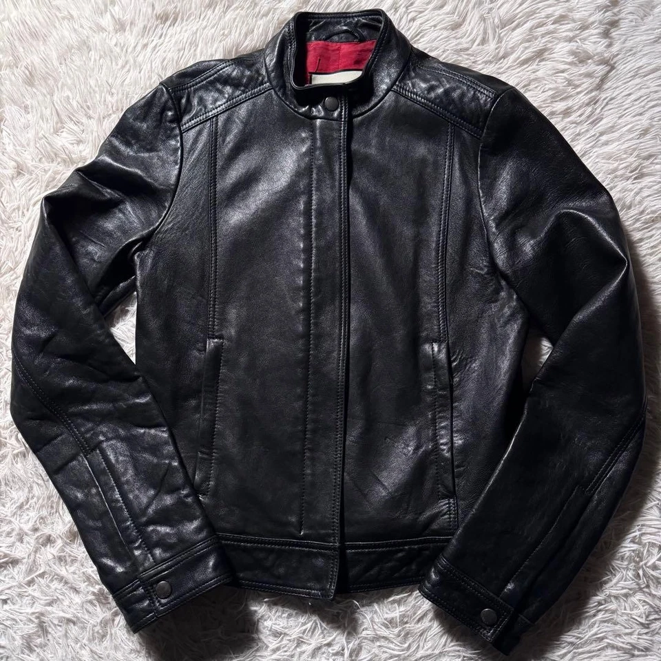 GUCCI Chaqueta de Motociclista Individual 40 Negra Ancho 17.71" Auténtica Mujer Foto 2 de 4