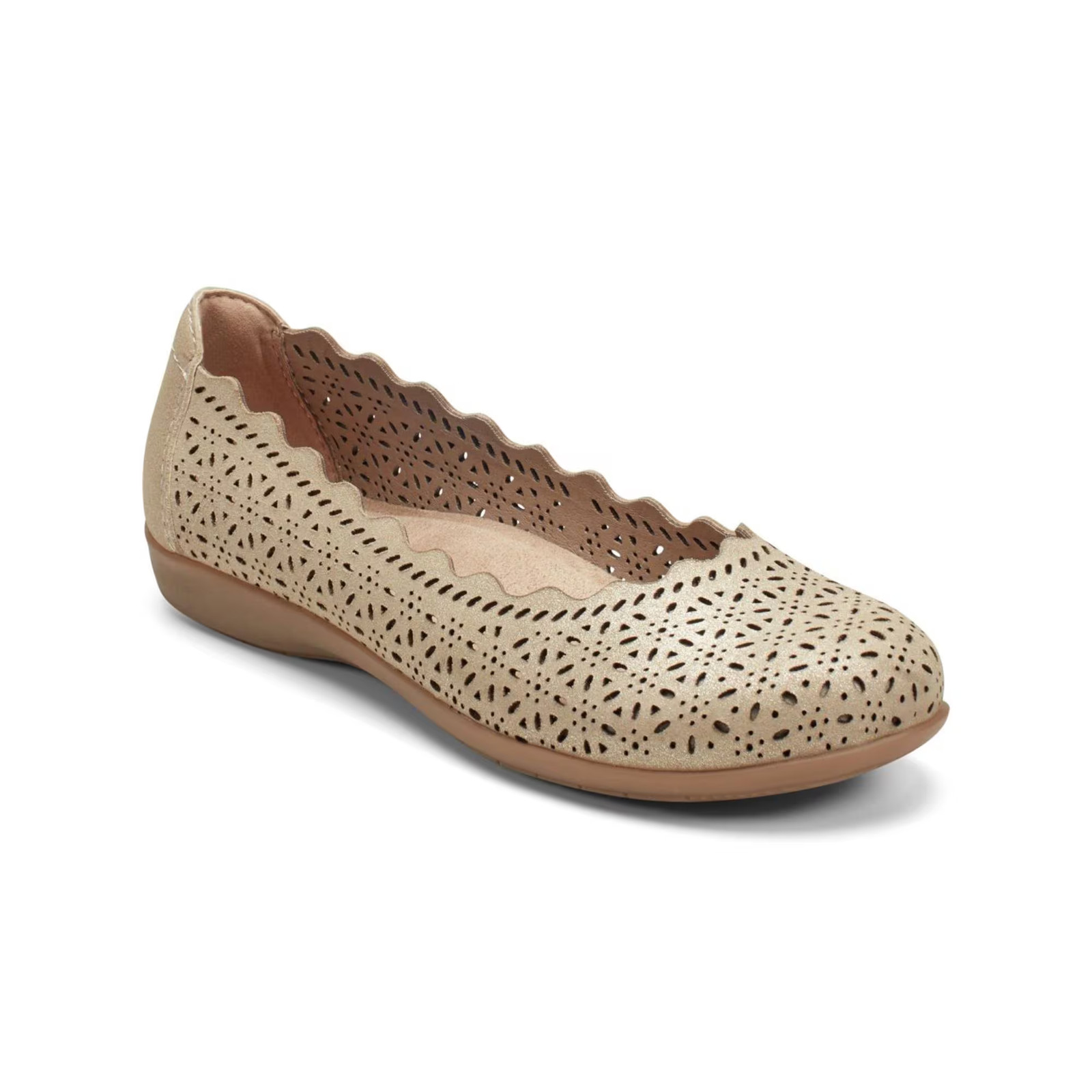 Women's Bria Round Toe Slip-On Flats Gold Shimmer Leather