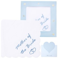 Wedding Handkerchief Cotton White Hankies Embroidery Bride Groom Party Gift