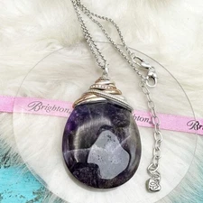 Brighton Neptune's Rings Crystal Amethyst Gold Silver Plate Pendant Necklace