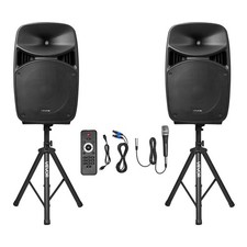 2 X 15 in Speakers Portable PA System 2000W Mixer Bluetooth Mic 3-Channel