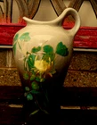 ROSEVILLE ART POTTERY ROZANE ROYAL WAFER PILLSBURY GREEN GLOSS FLORALS TANKARD