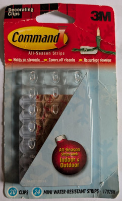 3M Command Clear Dekorationsclips mit Klarsichtstreifen, 20er Pack, beschädigungsfreie Haken