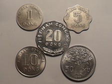 1964 VIETNAM 1 DONG+1966 5 DONG+1968 10 DONG+1968 20 DONG+1963 50 XU 5 PC SET!!