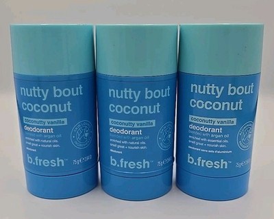 Lot of 3 b.fresh Nutty Bout Coconut Deodorant Coconutty Vanilla | NEW | 2.64 OZ