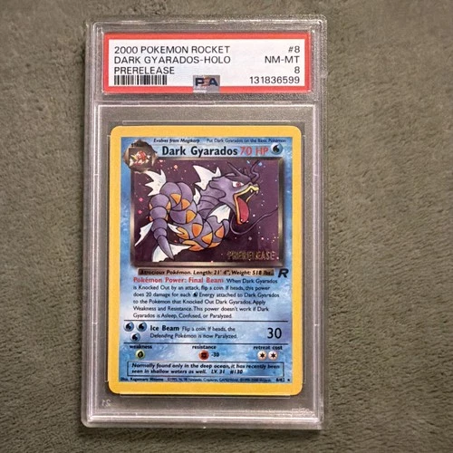 2000  Pokémon Rocket PRERELEASE: DARK GYARADOS-HOLO #8/82 PSA 8