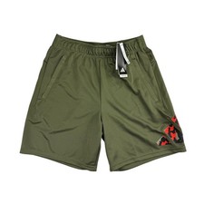 Adidas Mens Regular Fit Seasonal Camo Logo 7" Training Shorts Olive Green S