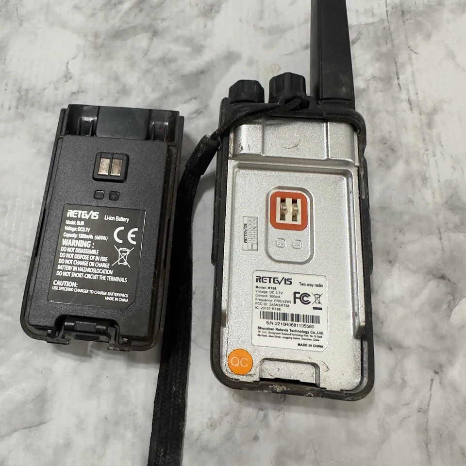 Retevis RETC 15 RT68 Walkie Talkie Two Way Handheld Radio NO Charging Base  - Image 2 of 4