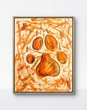 Original Bear Paw 14x11 Paper Canvas Abstract Expressionism Home Decor Painting