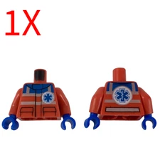 Lego 973pb2993c01 Torso Red EMT City Hospital Safety Stripes Medical