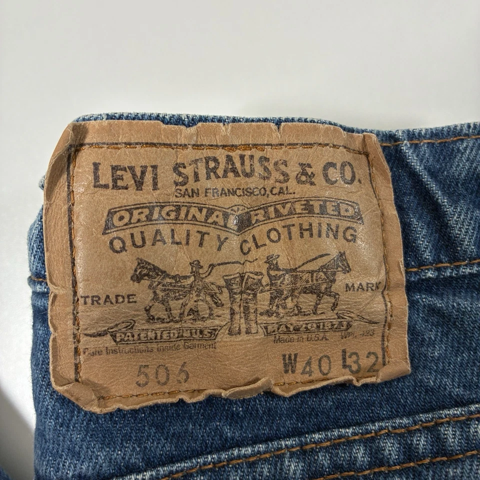 Jeans Vintage Levis 506 Naranja Tab 38x32 Azul Hecho en EE. UU. Ala de Murciélago (Etiqueta 40x32) Foto 4 de 4