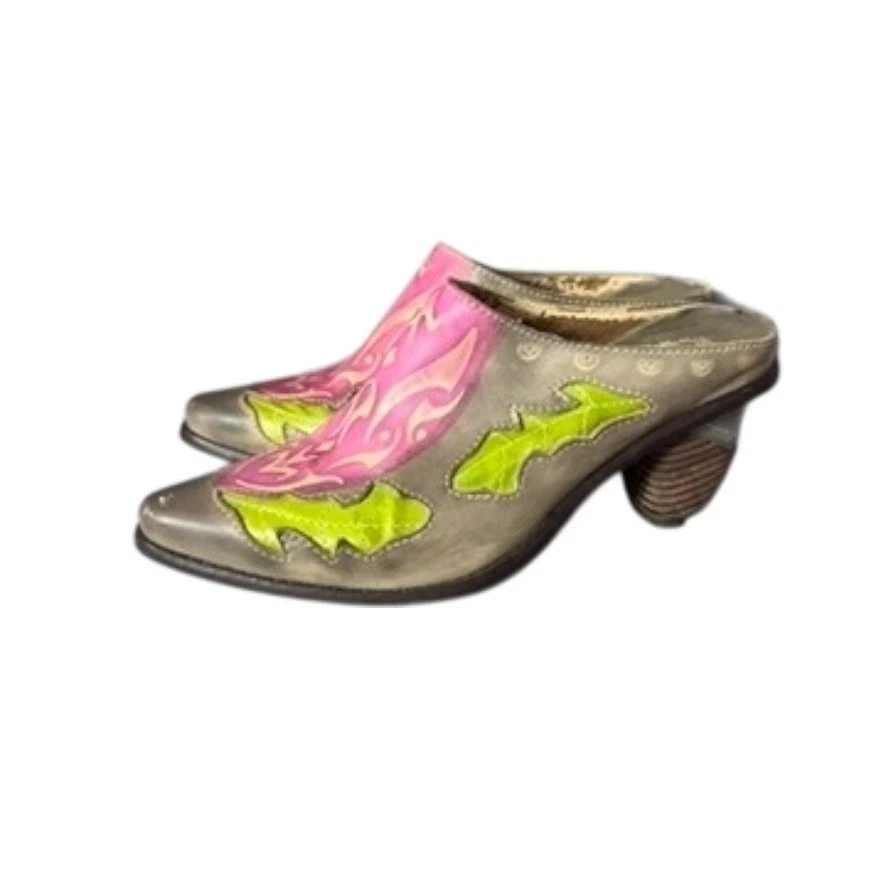 Spring Step Leather Mules Pink Green Western Floral – Read Description - Image 2 of 4