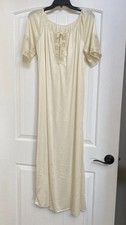 Vintage Cream Silky Nightgown With Lace Sleeves. See Pictures For Condition