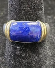 Vintage Sterling Silver 925 with Gold Accent Lapis Lazuli Ring Size 6.75.
