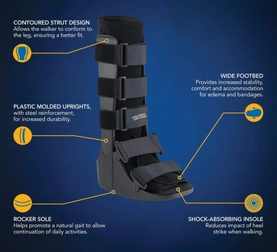 United Ortho Air Cam Walker Fracture Boot, Medium, Black