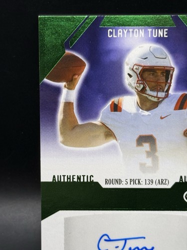 2023 Sage EMERALD 3/5 Auto Clayton Tune RC NM ASPCT Houston Arizona Cardinals QB - Picture 5 of 11