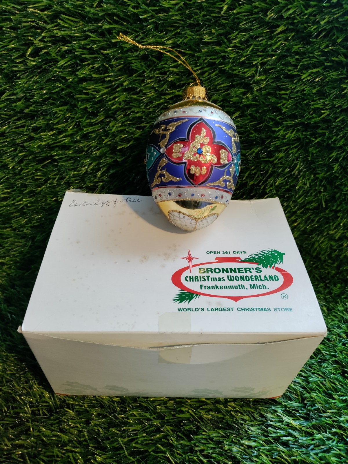 Vintage Bronner's CHRISTmas Wonderland Blown Egg Tree Ornament