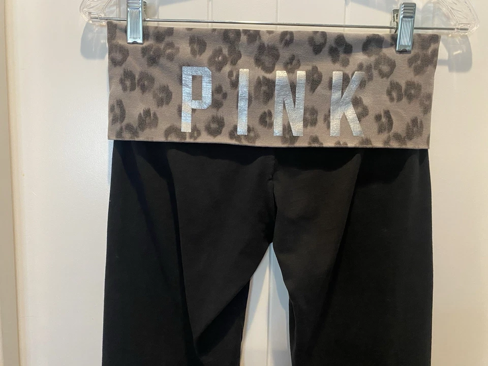 Y2K PINK Victoria’s Secret Bling Gray Leopard Print Foldover Leggings - S  - Image 3 of 4