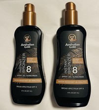 2x Australian Gold Instant Bronzer SPF 8 Spray Gel Sunscreen 8oz. 04/28
