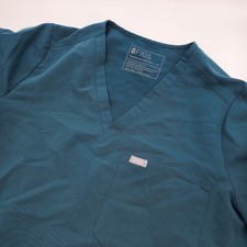 FIGS Catarina V-Neck Scrub Top Womens Medium Dark Teal Technical Collection