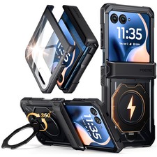 For Moto Razr 2025/2024 Case Poetic With Magnetic Ring Stand Cover Black/Black