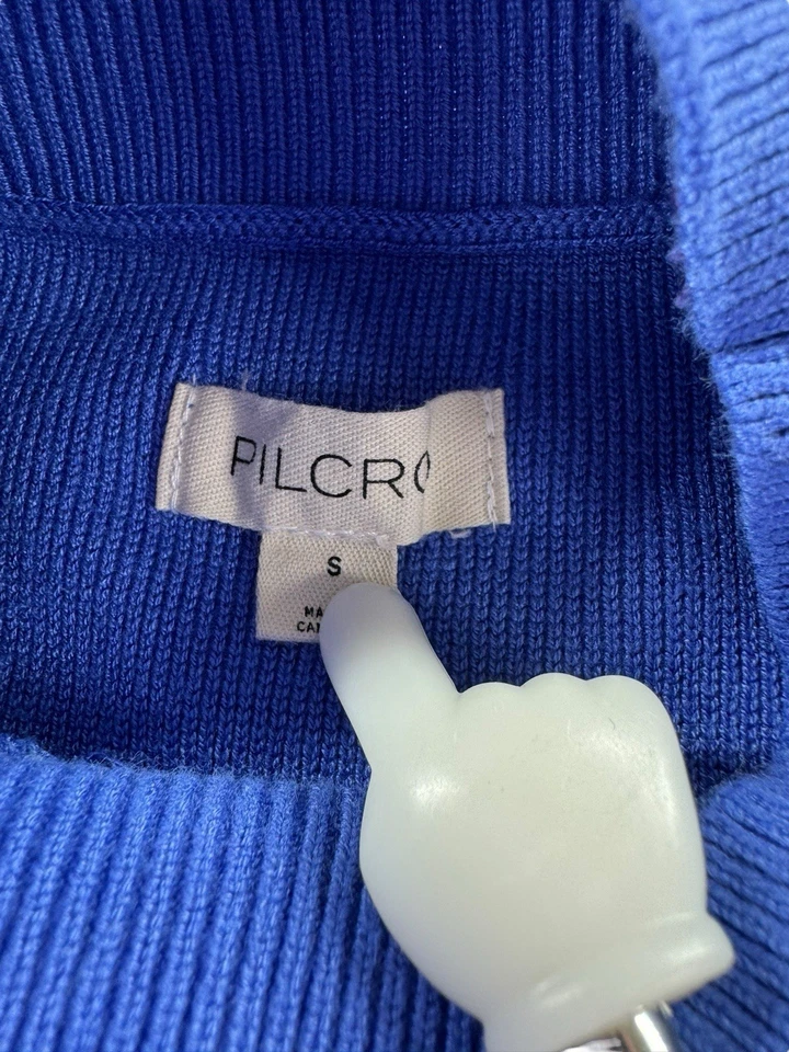 Suéter Anthropologie Pilcro Motociclista Muscular Talla Pequeña Azul Vibrante Cuello Simulado Tejido Foto 3 de 4