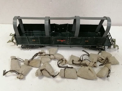 Wagon marchandise Vert avec 14 sacs 24cm Jouet train Louis Roussy LR - Photo 1/4