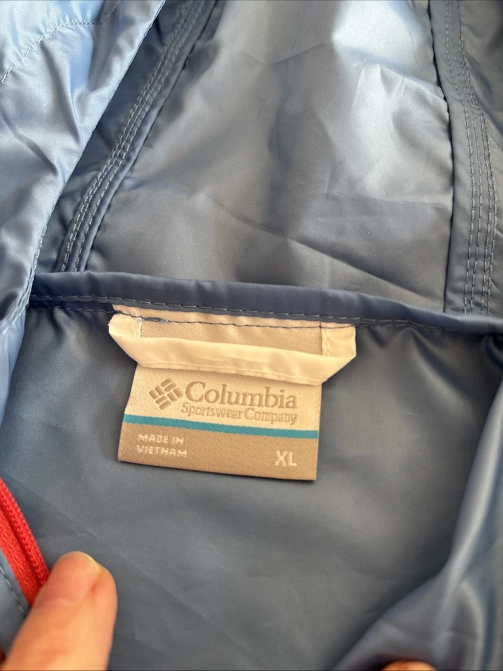 Columbia Chaqueta Impermeable Cortavientos Mujer Talla XL Con Capucha Cremallera Completa Bolsillo Usado en Excelente Condición Foto 4 de 4