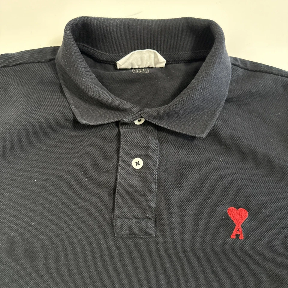 Ami Alexandre Mattiussi Polo Shirt Mens M/L Black Short Sleeve Paris - Image 3 of 4