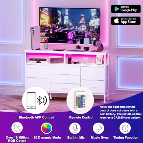 55 дюймов комод подставка для телевизора 55,1 «D x 11,8» W x 31,5» H (7 ящиков) белый - Изображение 4 из 4