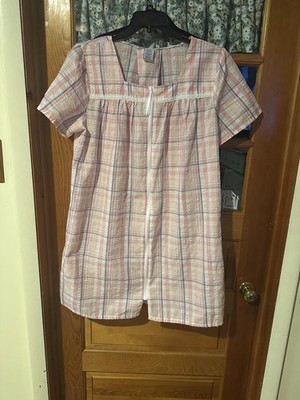 Croft And Barrow Pink/Blue Plaid Seersucker Summer Robe Size XL Petite