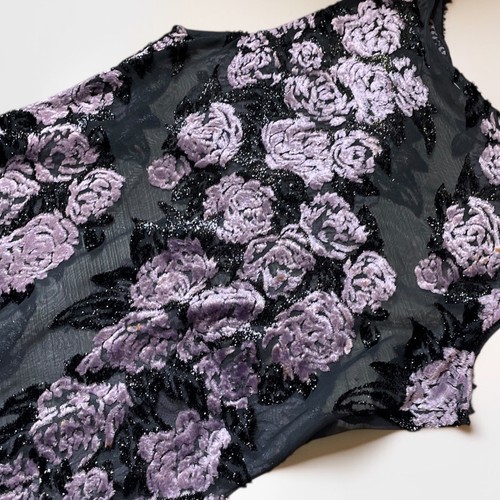Nightway Jacquard Goth Dress Mesh Velour Sheer Fairy Y2k Whimsigoth 90s VTG Sz10 - Picture 13 of 23