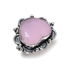 Pink Chalcedony Gemstone Handmade 925 Sterling Silver Jewelry Ring Size 8 m879