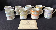 Vintage 1992 The Lenox Village Coffee Mugs fine porcelain Cafe Set of 8