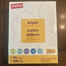 Staples Brights Letter Size Paper 8.5"X11" 500 Sheets Brand New Unopened